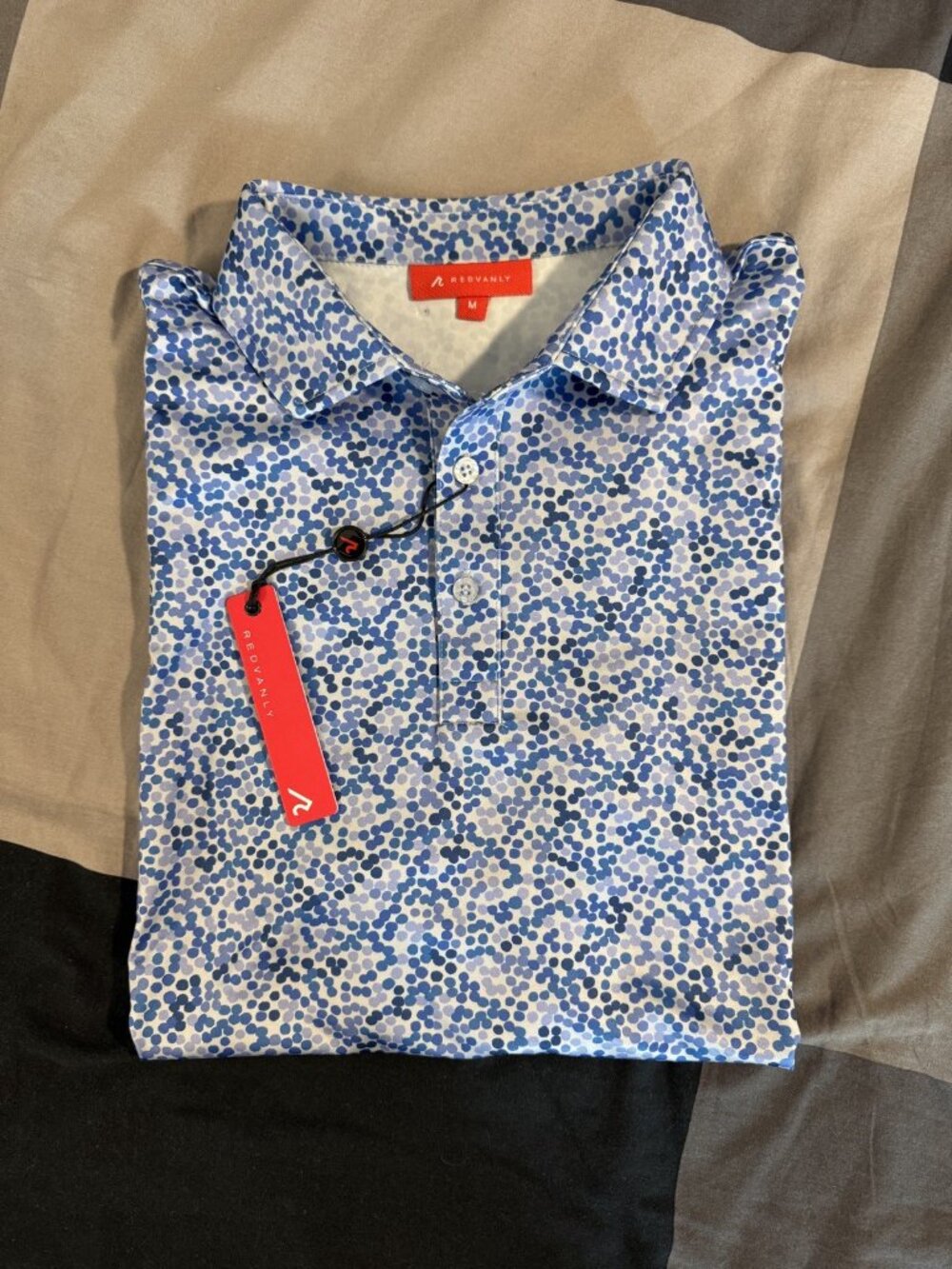 Redvanly Golf Tennis Polo Men's M Blue Polka Dot NWT